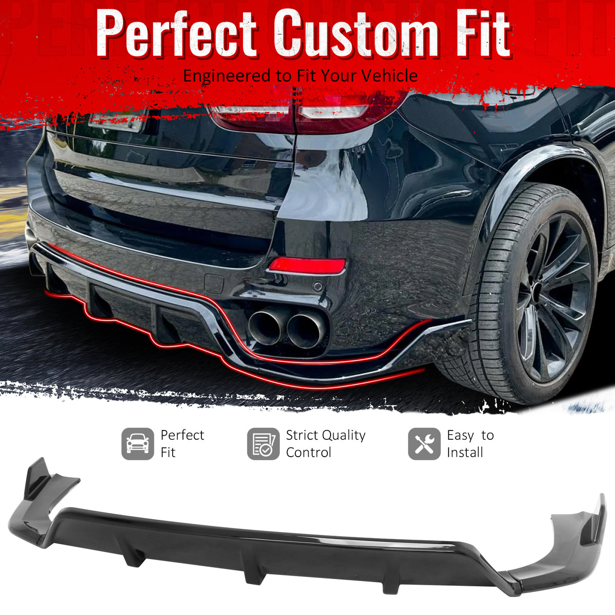 Fit 2014-2018 BMW F15 X5 MT M Sport Rear Bumper Diffuser