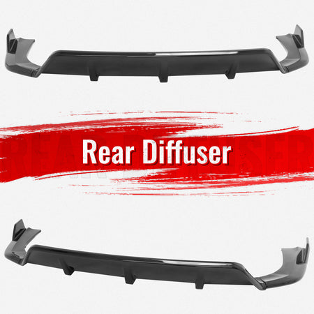 Fits 14-18 BMW F15 X5 MT M Sport Ikon Style Rear Diffuser Gloss Black ABS 3PCS