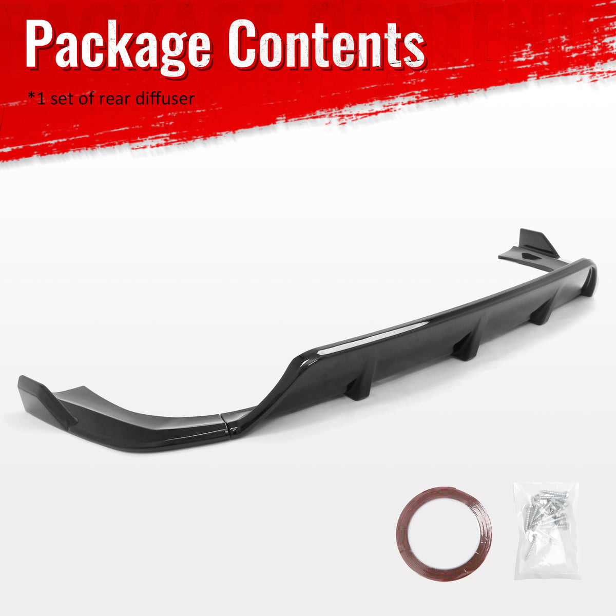 Fits 14-18 BMW F15 X5 MT M Sport Ikon Style Rear Diffuser Gloss Black ABS 3PCS