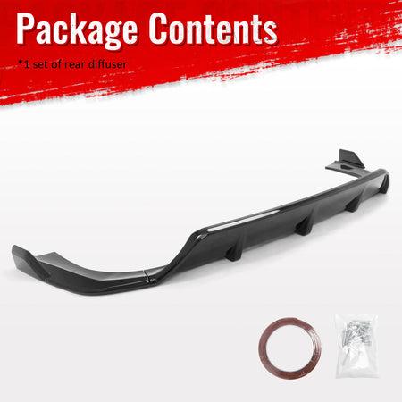 Fits 14-18 BMW F15 X5 MT M Sport Ikon Style Rear Diffuser Gloss Black ABS 3PCS
