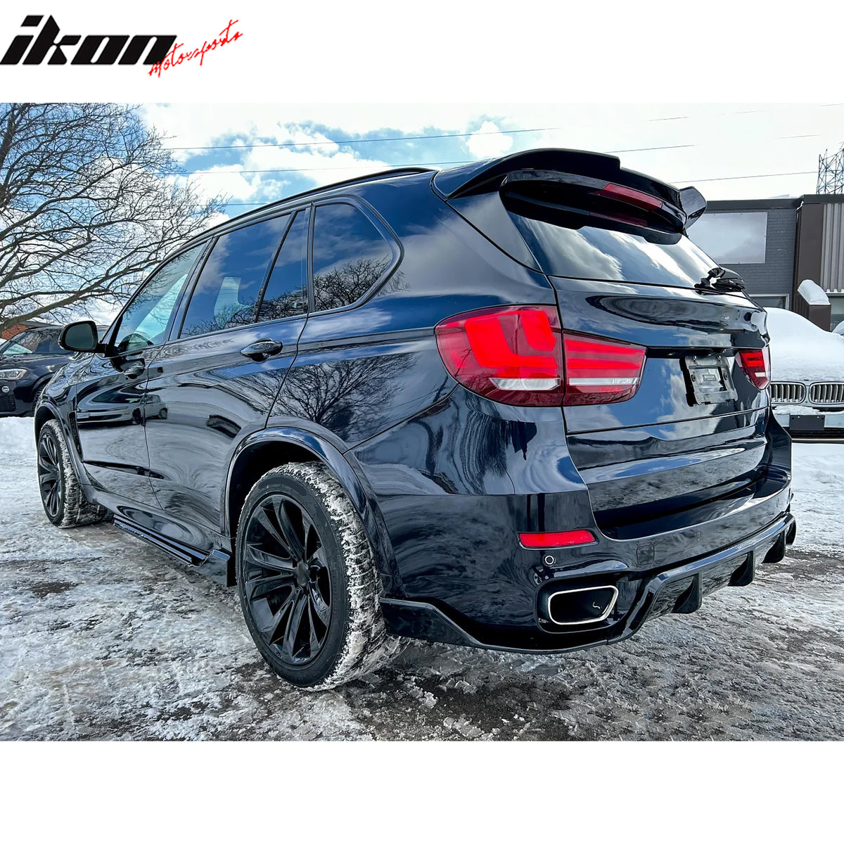 Fits 14-18 BMW F15 X5 MT M Sport Ikon Style Rear Diffuser Gloss Black ABS 3PCS