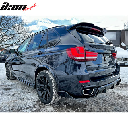 Fits 14-18 BMW F15 X5 MT M Sport Ikon Style Rear Diffuser Gloss Black ABS 3PCS