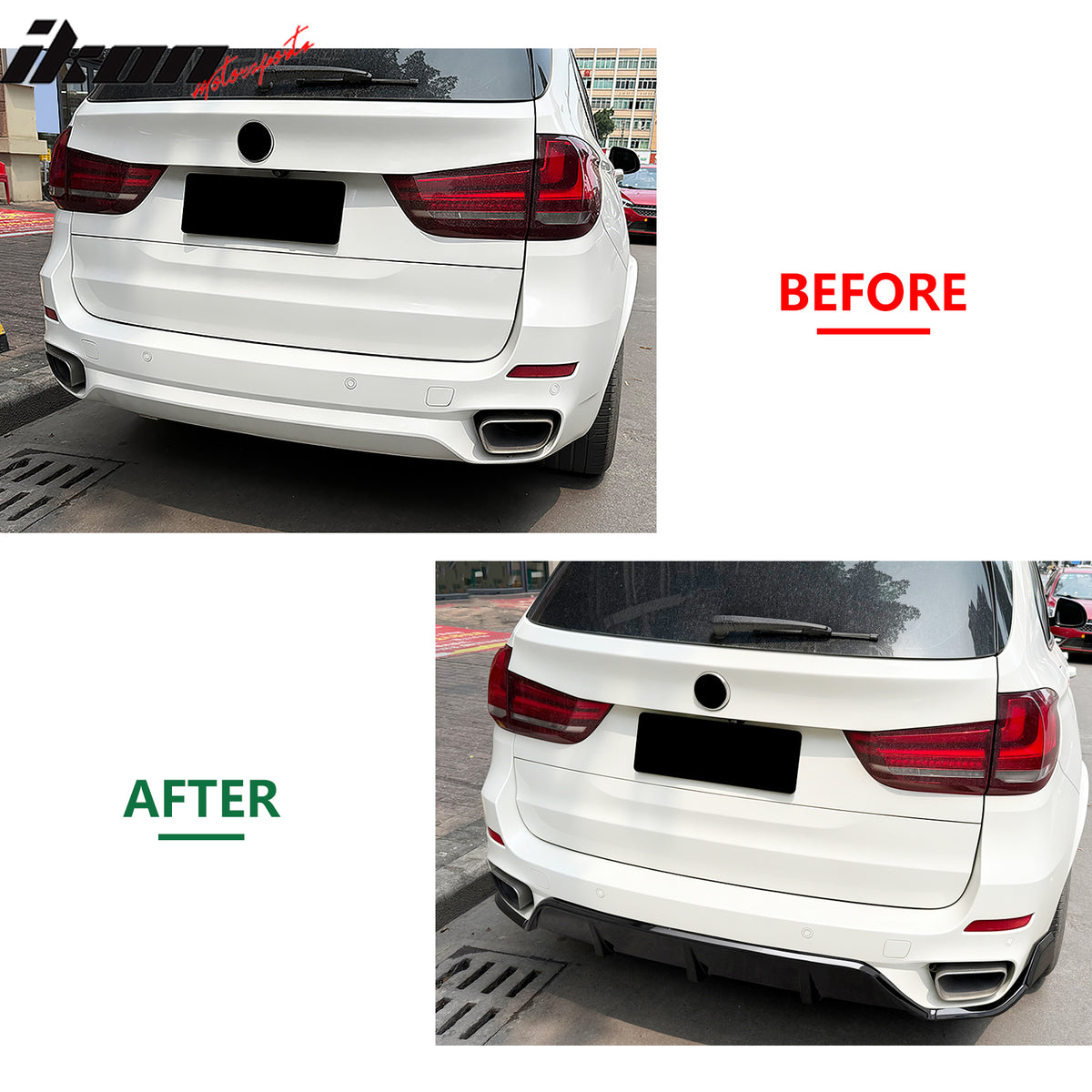 Fits 14-18 BMW F15 X5 MT M Sport Ikon Style Rear Diffuser Gloss Black ABS 3PCS