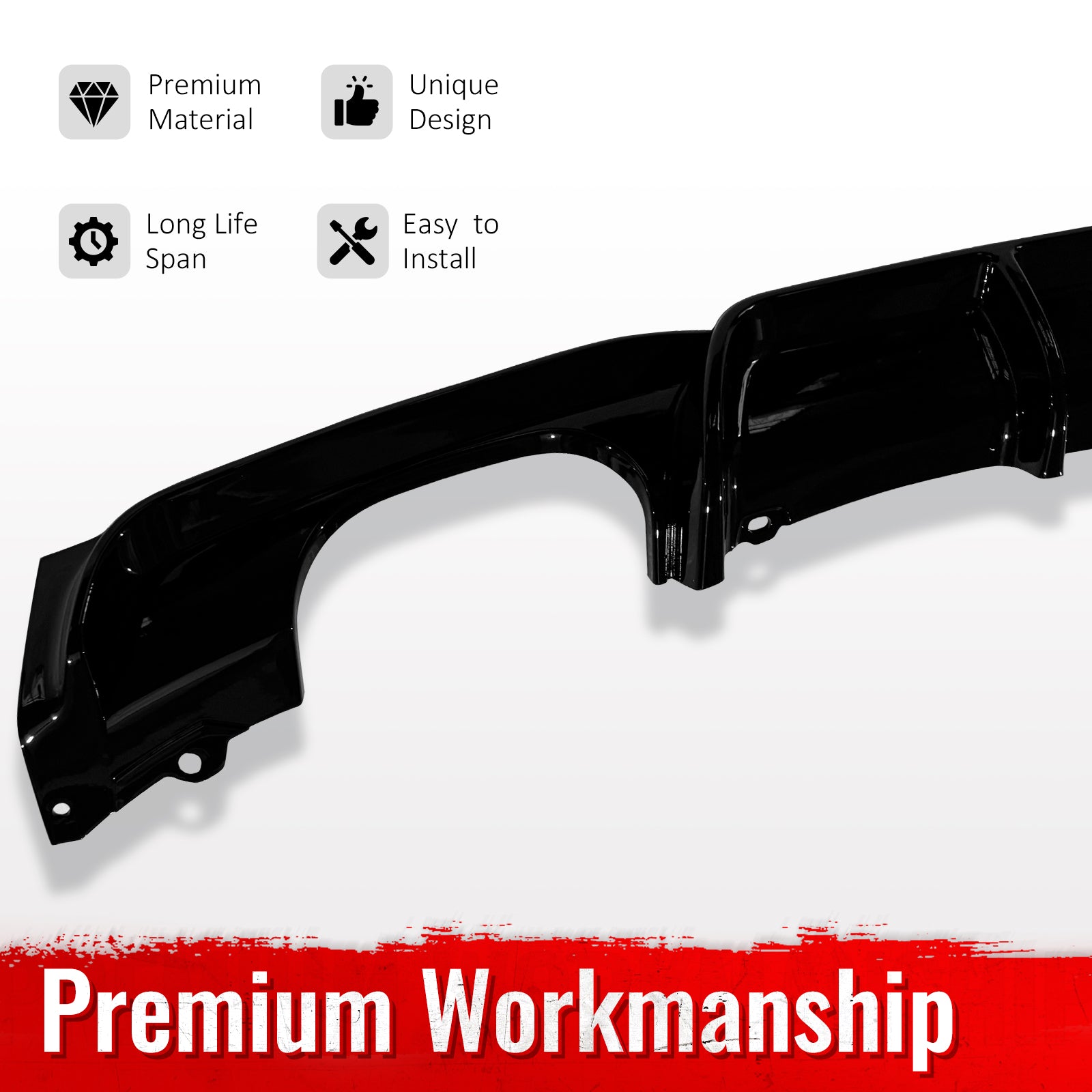 Fits 12-18 BMW 3 Series F30 F31 Gloss Black Rear Diffuser Single Side Exhaust