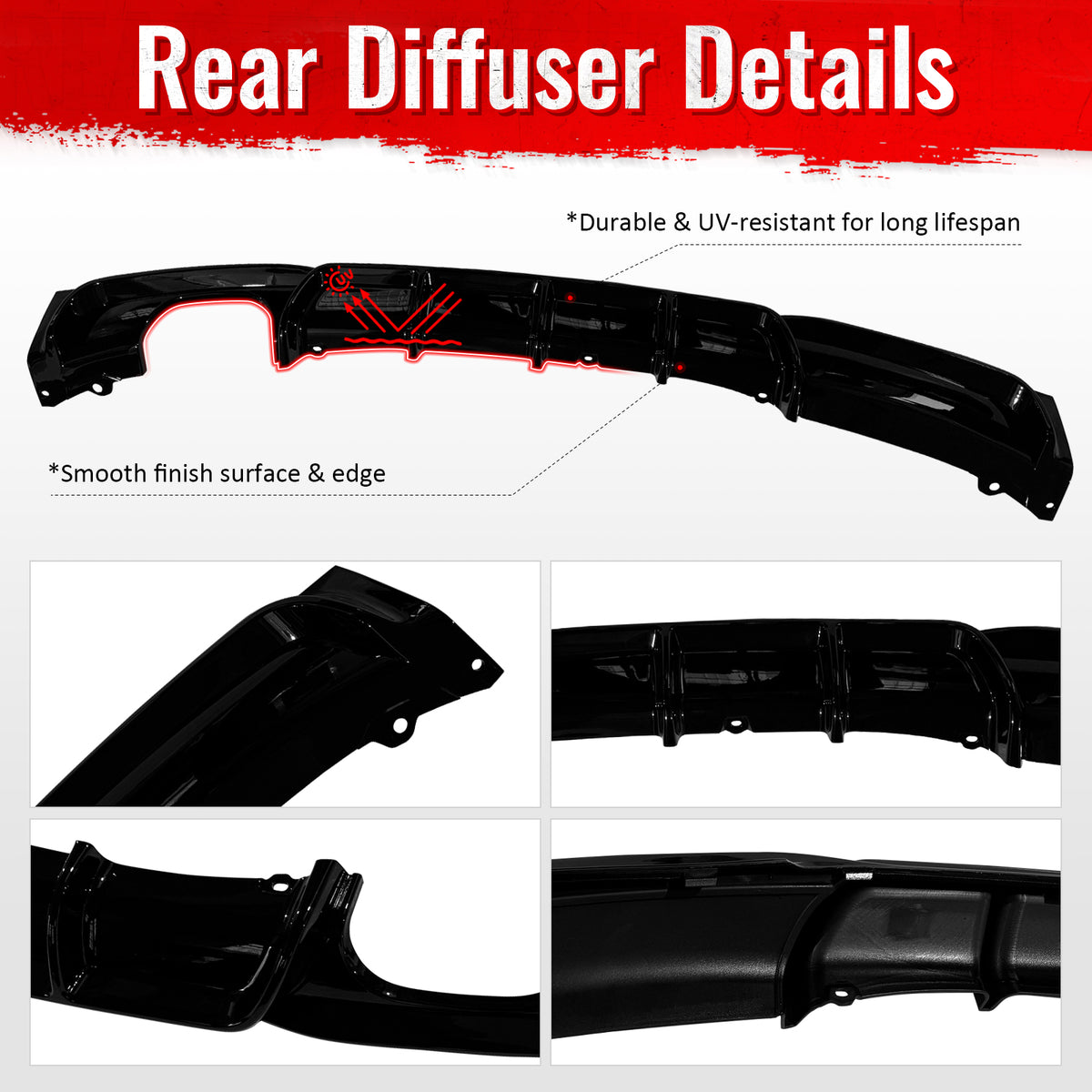 Fits 12-18 BMW 3 Series F30 F31 Gloss Black Rear Diffuser Single Side Exhaust