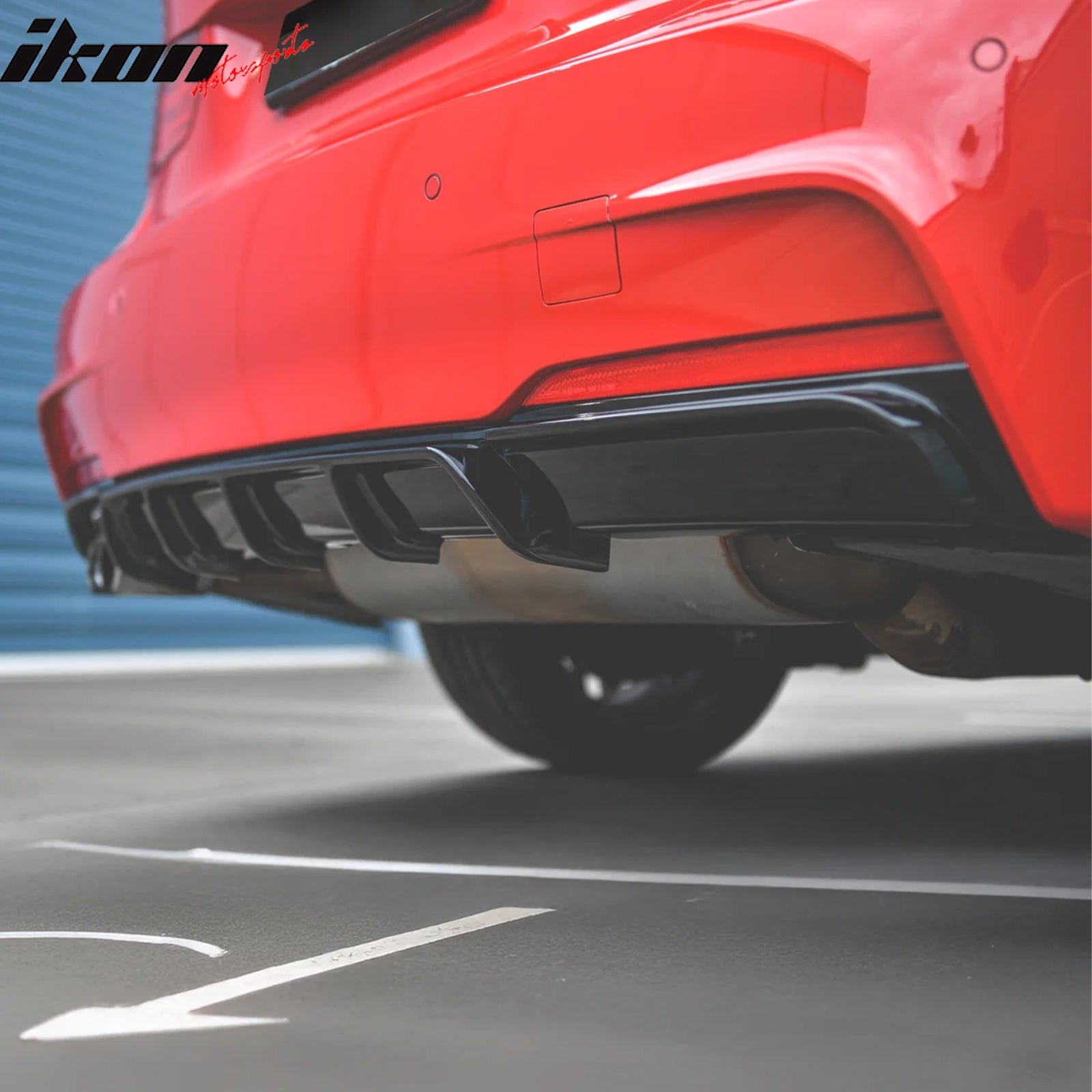 Fits 12-18 BMW 3 Series F30 F31 Gloss Black Rear Diffuser Single Side Exhaust