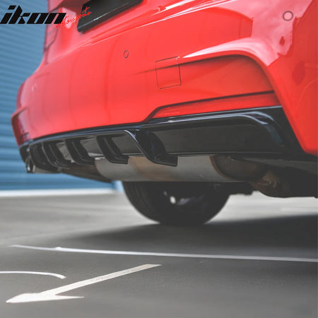 Fits 12-18 BMW 3 Series F30 F31 Gloss Black Rear Diffuser Single Side Exhaust
