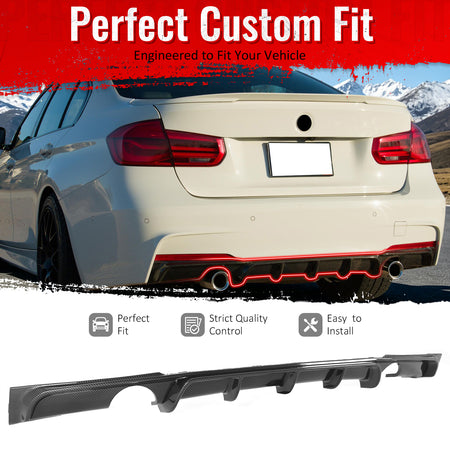 For 2012-2018 BMW 3 Series F30 F31 M Sport Rear Diffuser, Carbon Fiber Look