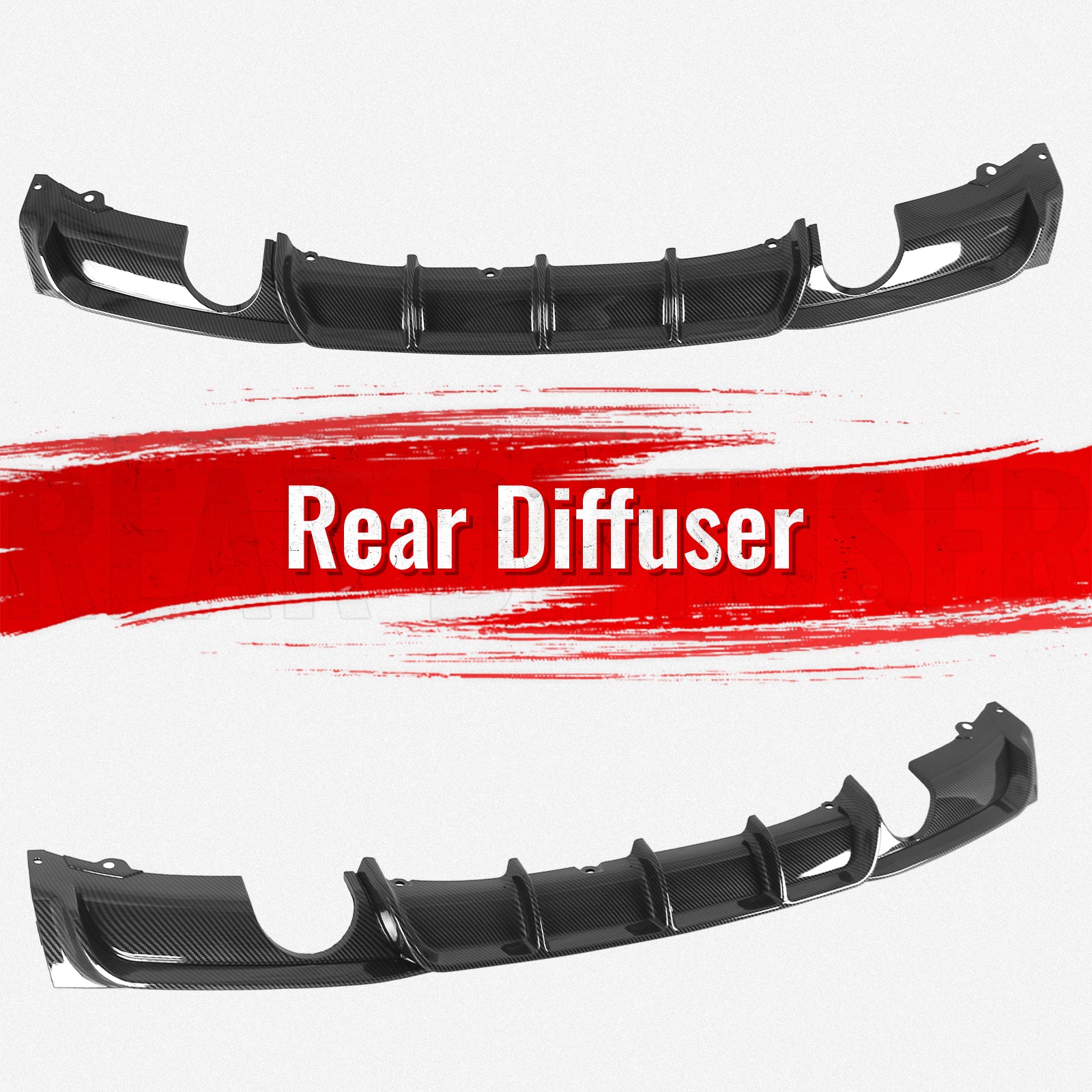 For 12-18 BMW 3 Series F30 F31 Carbon Fiber Look Rear Diffuser Dual Side Exhaust