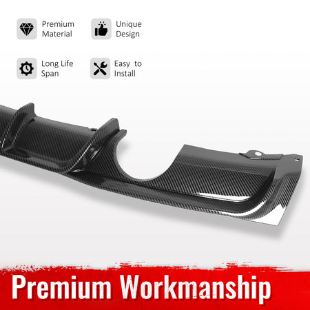 For 12-18 BMW 3 Series F30 F31 Carbon Fiber Look Rear Diffuser Dual Side Exhaust
