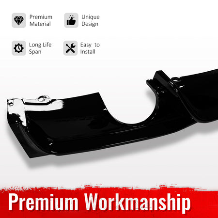 Fits 12-18 BMW 3 Series F30 F31 Gloss Black Rear Diffuser Lip Dual Side Exhaust