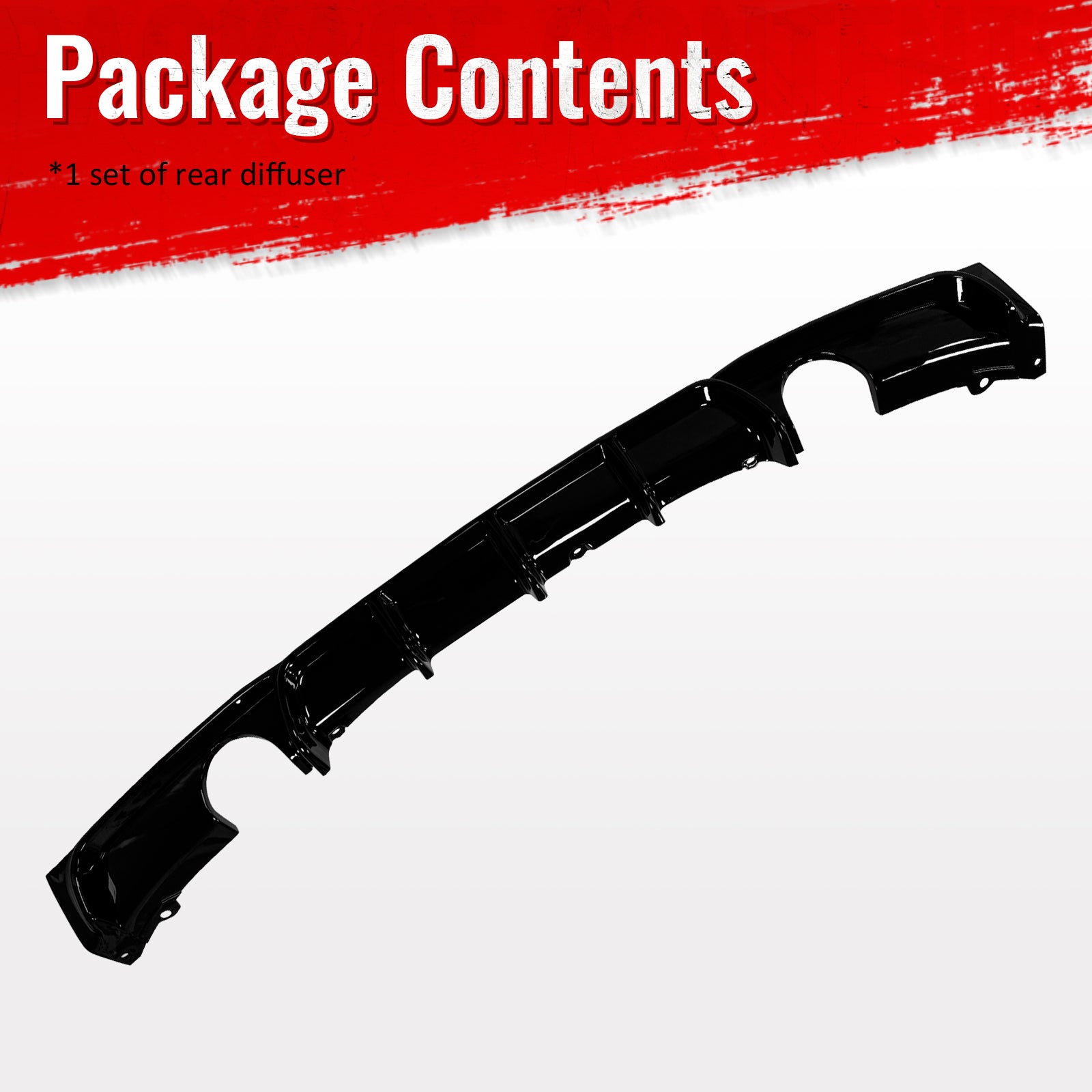Fits 12-18 BMW 3 Series F30 F31 Gloss Black Rear Diffuser Lip Dual Side Exhaust