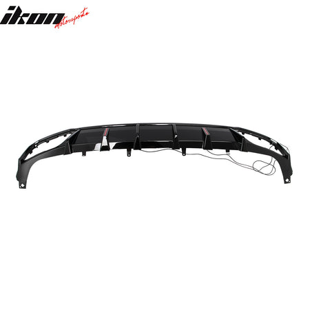 For 19-26 BMW X5 G05 M Sport IKON Rear Bumper Diffuser Lip W/ LED PP Gloss Black