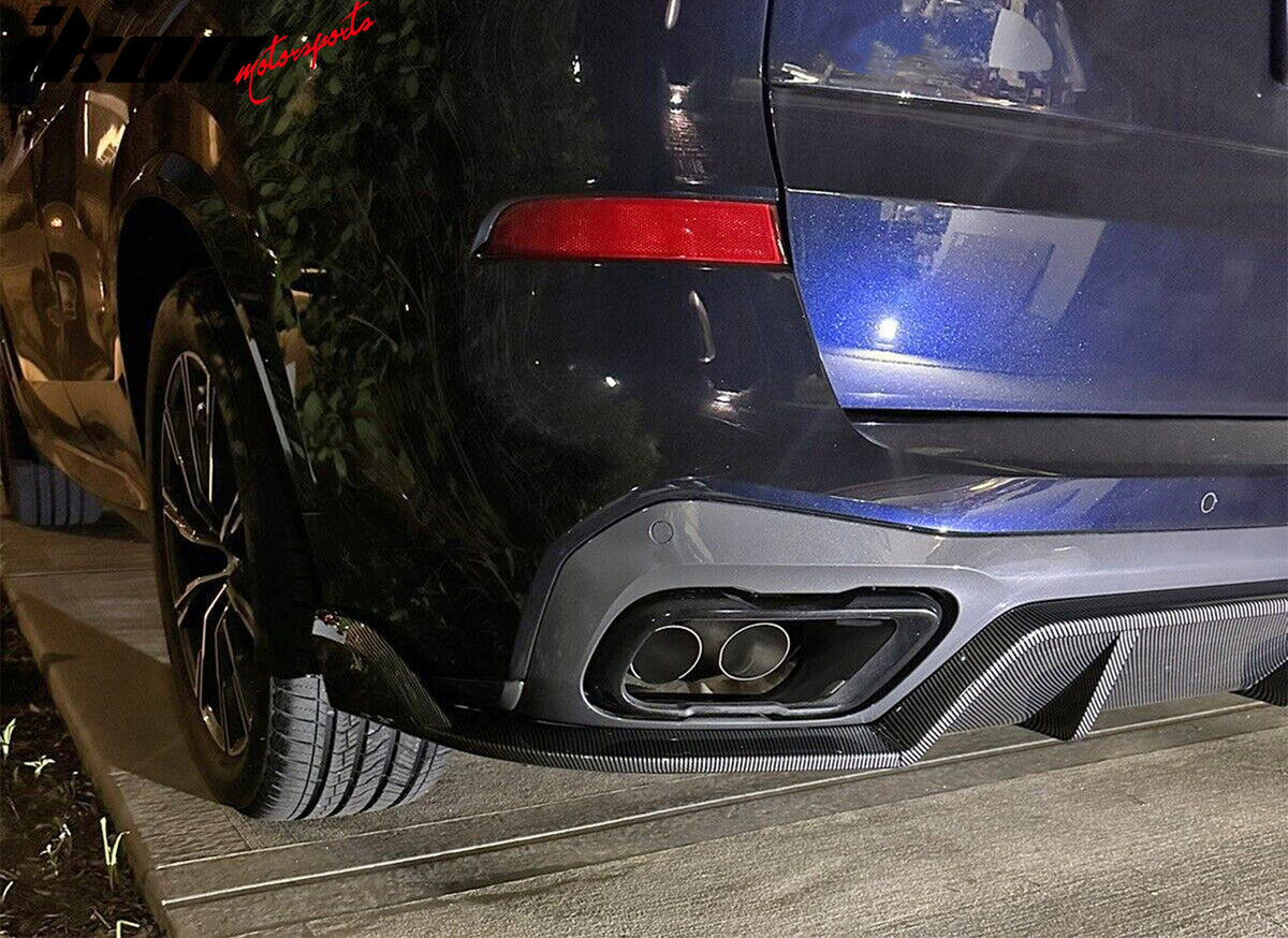 Fits 19-25 BMW G05 X5 M Sport Rear Bumper Lip Diffuser Carbon Fiber Print 3PC