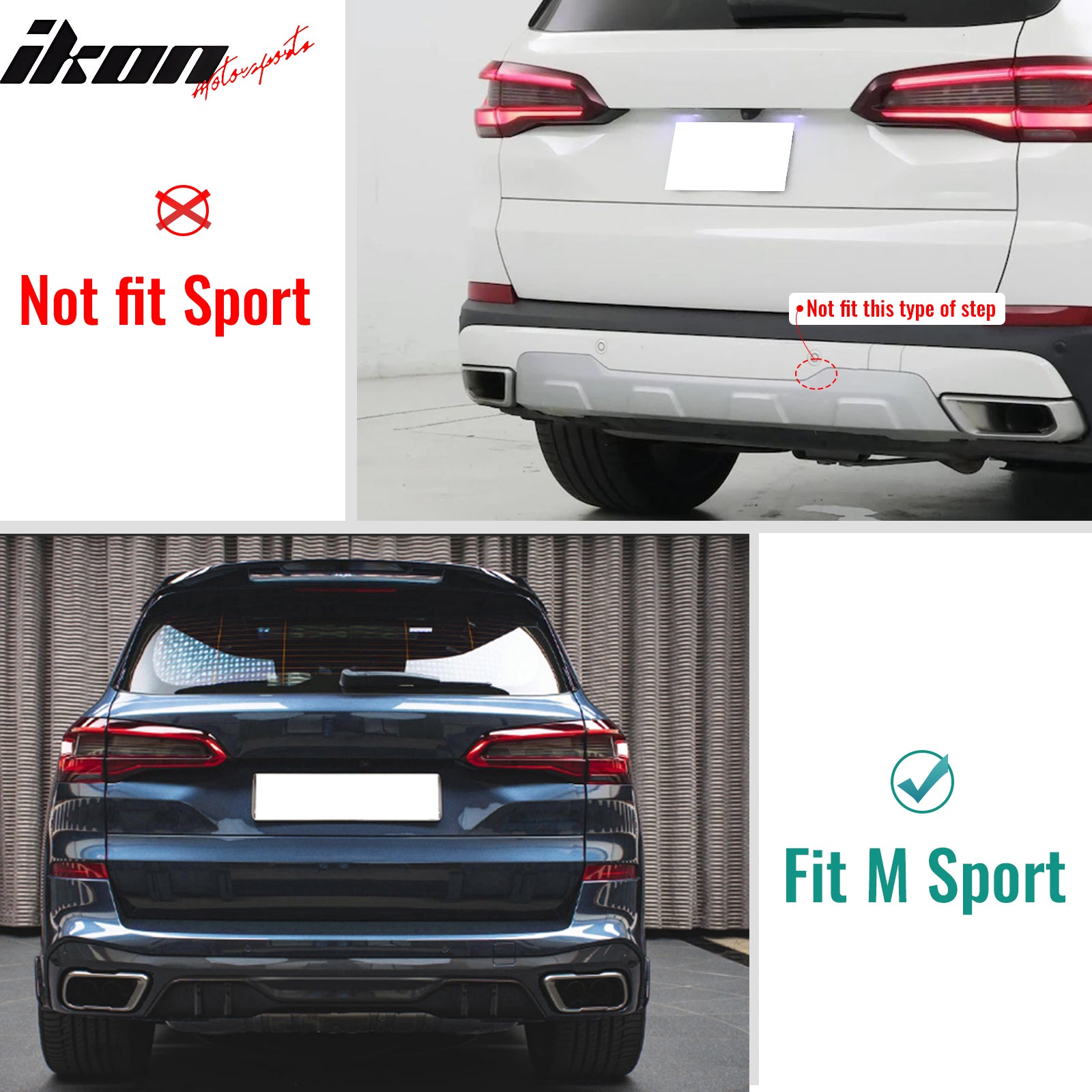 IKON MOTORSPORTS, Rear Bumper Lip Diffuser Compatible With 2019-2021 BMW G05 X5 M Sport, Car Rear Bumper Lip Diffuser Protector PP MP Style