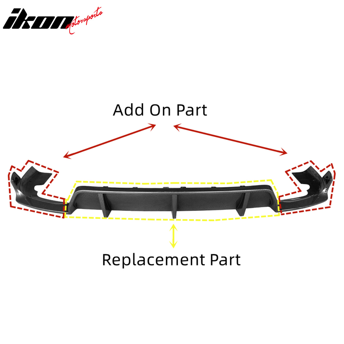 Fits 20-26 BMW G06 X6 M Sport IKON Carbon Fiber Print Rear Diffuser PP 3PCS
