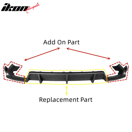 Fits 20-23 BMW G06 X6 IKON Front + Rear Bumper Lip + 2PC Side Skirts Gloss Black