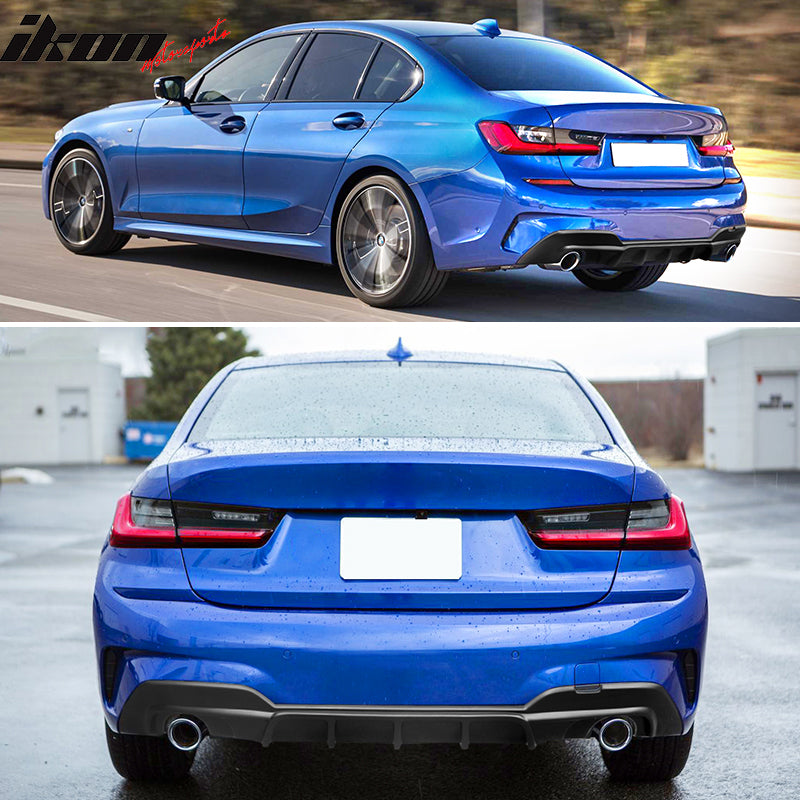 330i Rear Diffuser Stock IKON MOTORSPORTS Rear Diffuser Compatible With 2019-2022 BMW 3 Series ...
