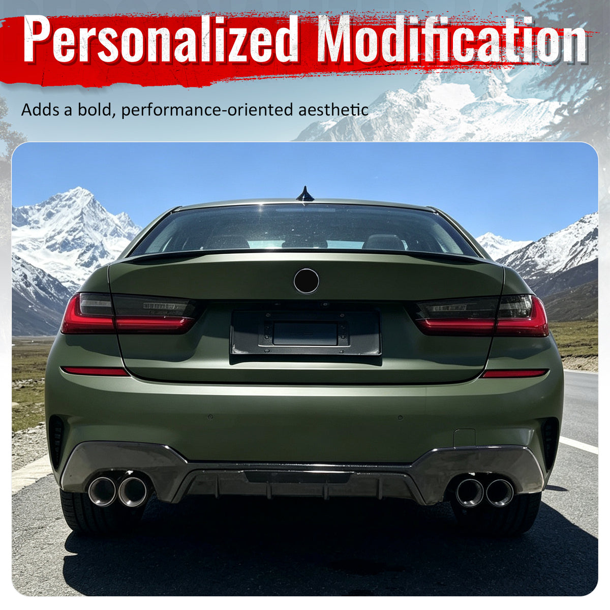 For 19-22 BMW Pre LCI G20 3 Series Carbon Fiber Print Rear Diffuser M340 Style