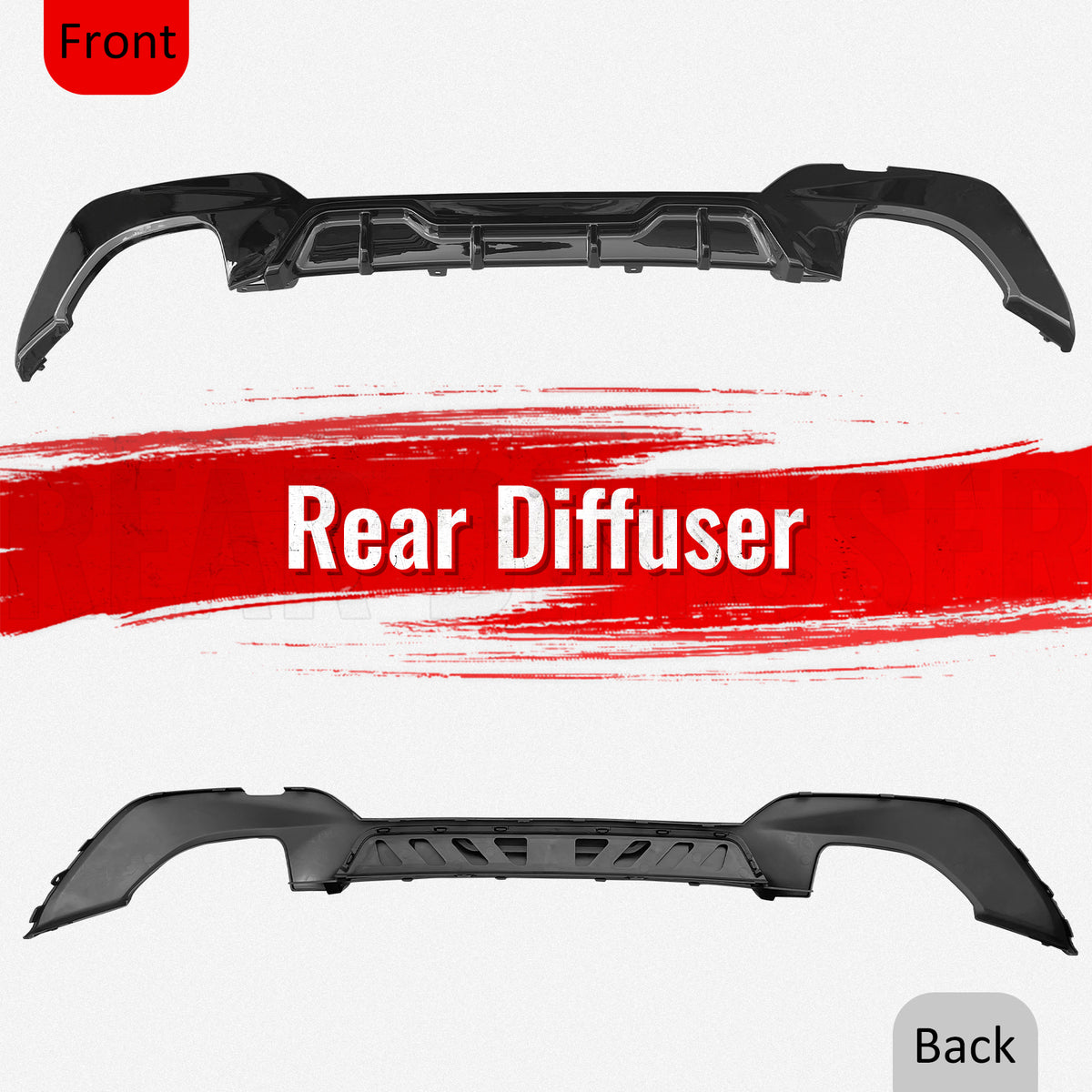Fits 19-22 BMW Pre LCI G20 3 Series Sedan Gloss Black Rear Diffuser M340 Style