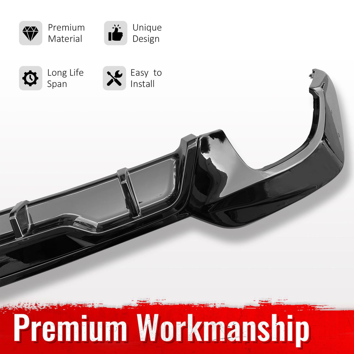 Fits 19-22 BMW Pre LCI G20 3 Series Sedan Gloss Black Rear Diffuser M340 Style