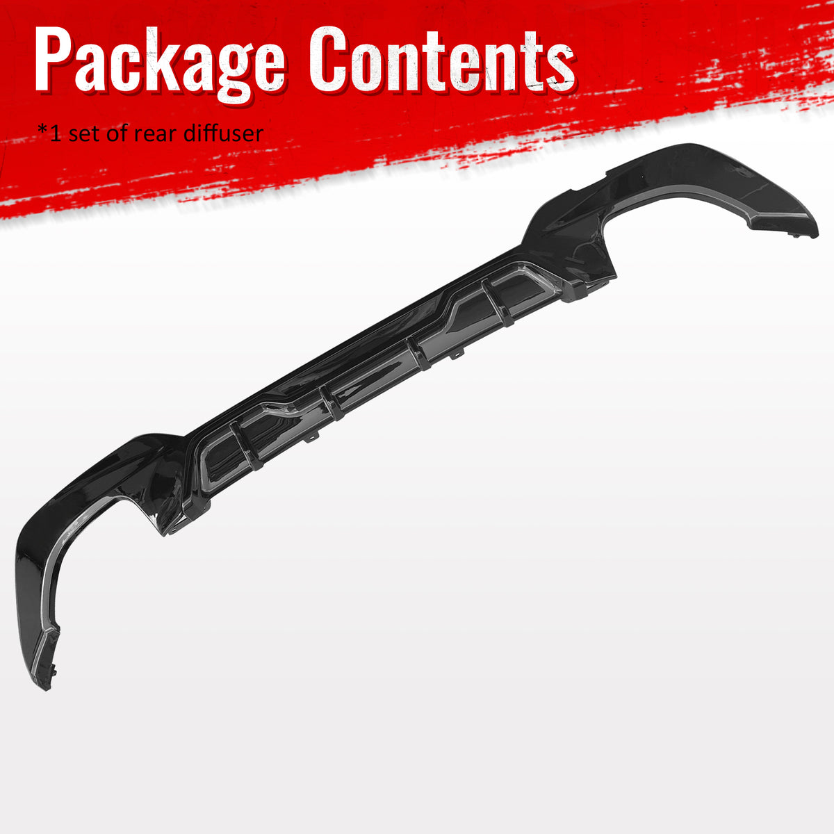 Fits 19-22 BMW Pre LCI G20 3 Series Sedan Gloss Black Rear Diffuser M340 Style