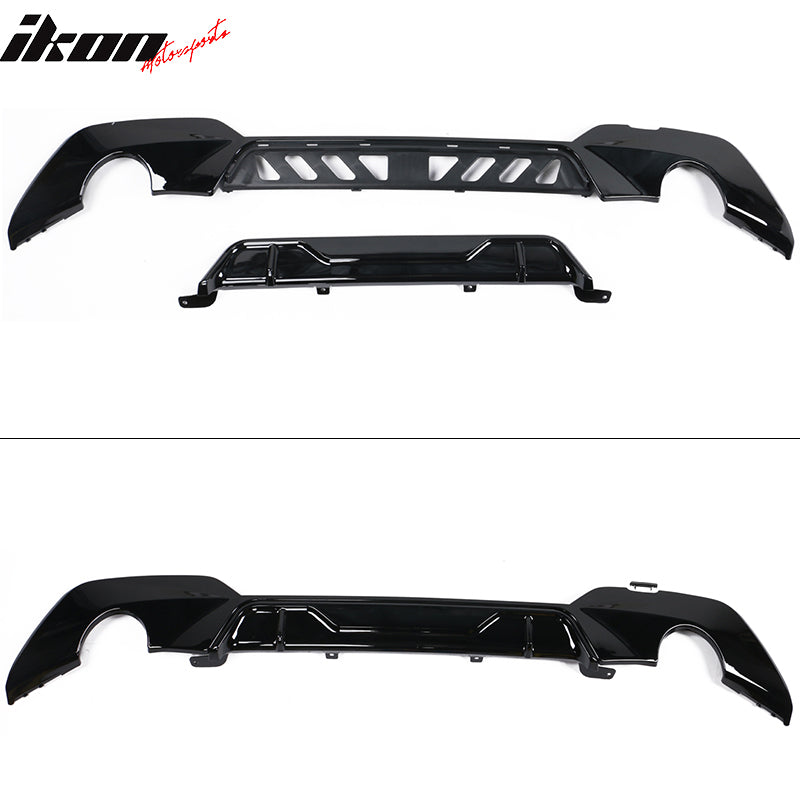 Fits 19-22 BMW 330i M Sport Dual Single Exhaust Rear Lip Diffuser Gloss Black PP