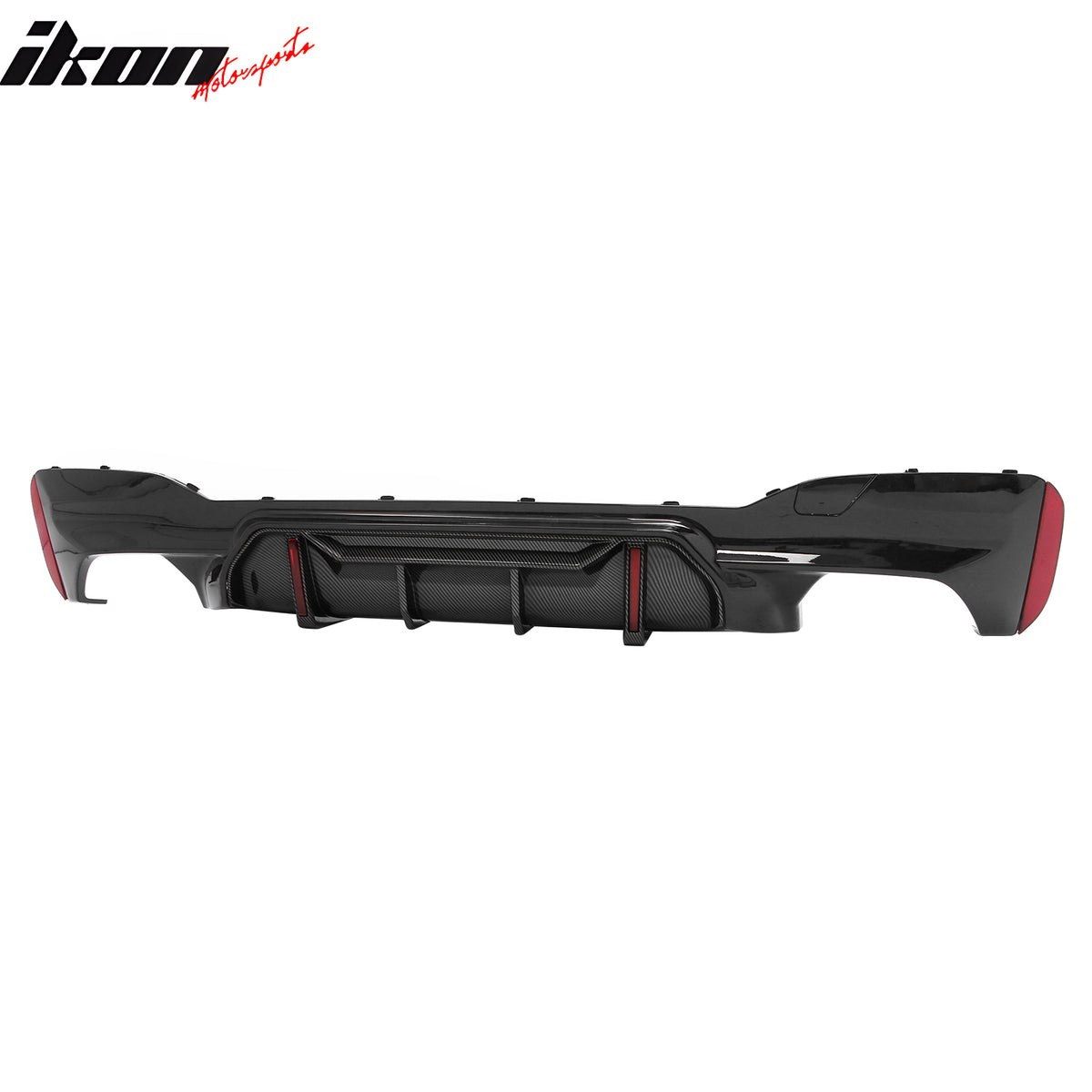 Fits 17-23 BMW 5 Series G30 M Sport IKON Style LED Rear Diffuser w/ CF Print Fin