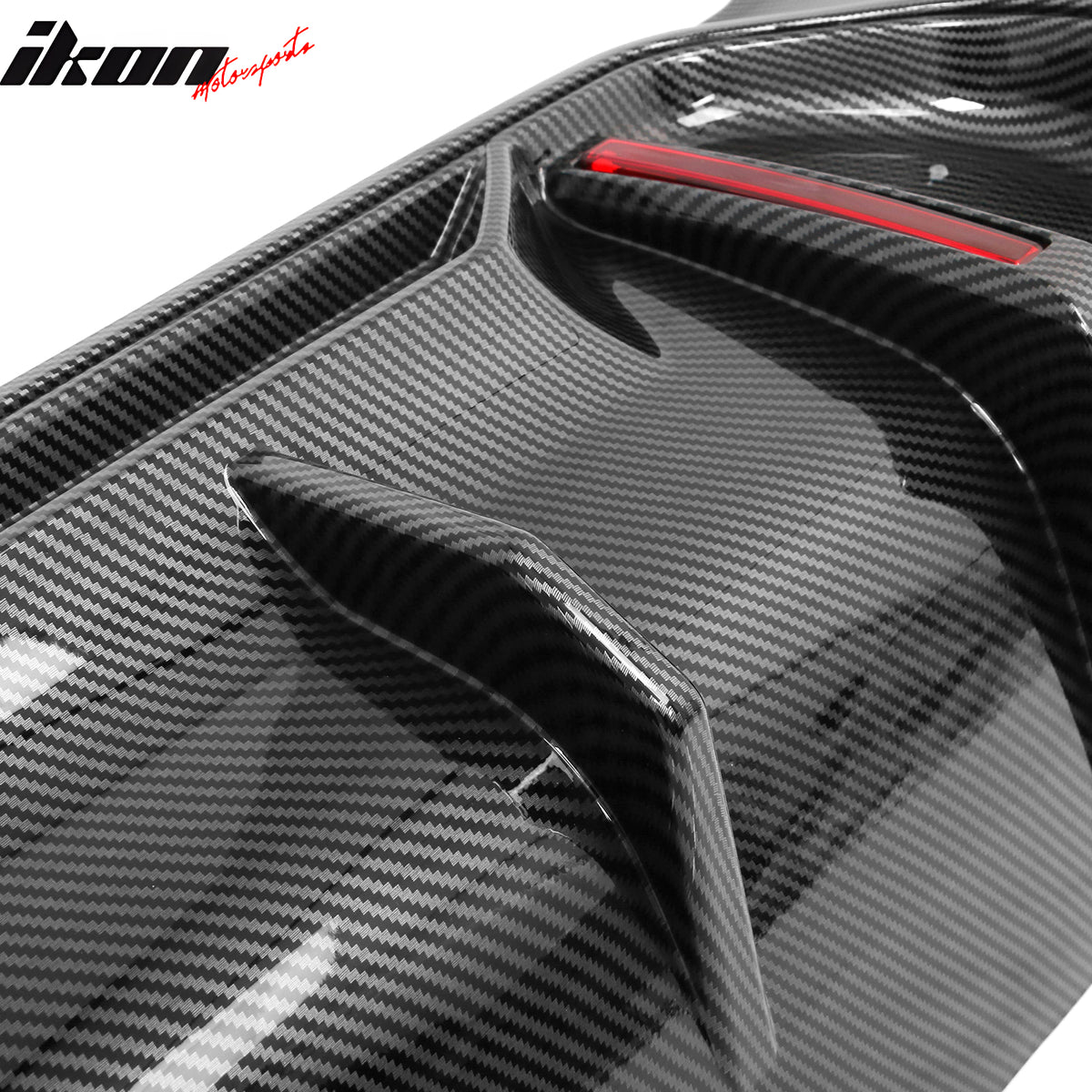 Fits 17-23 BMW 5 Series G30 M Sport IKON Style LED Rear Diffuser w/ CF Print Fin