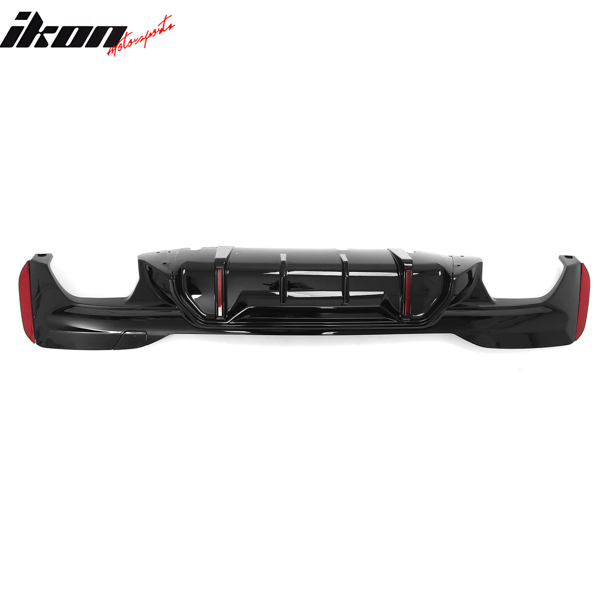 Fits 17-23 BMW 5 Series G30 M Sport Gloss Black IKON Style Rear Diffuser w/ LED