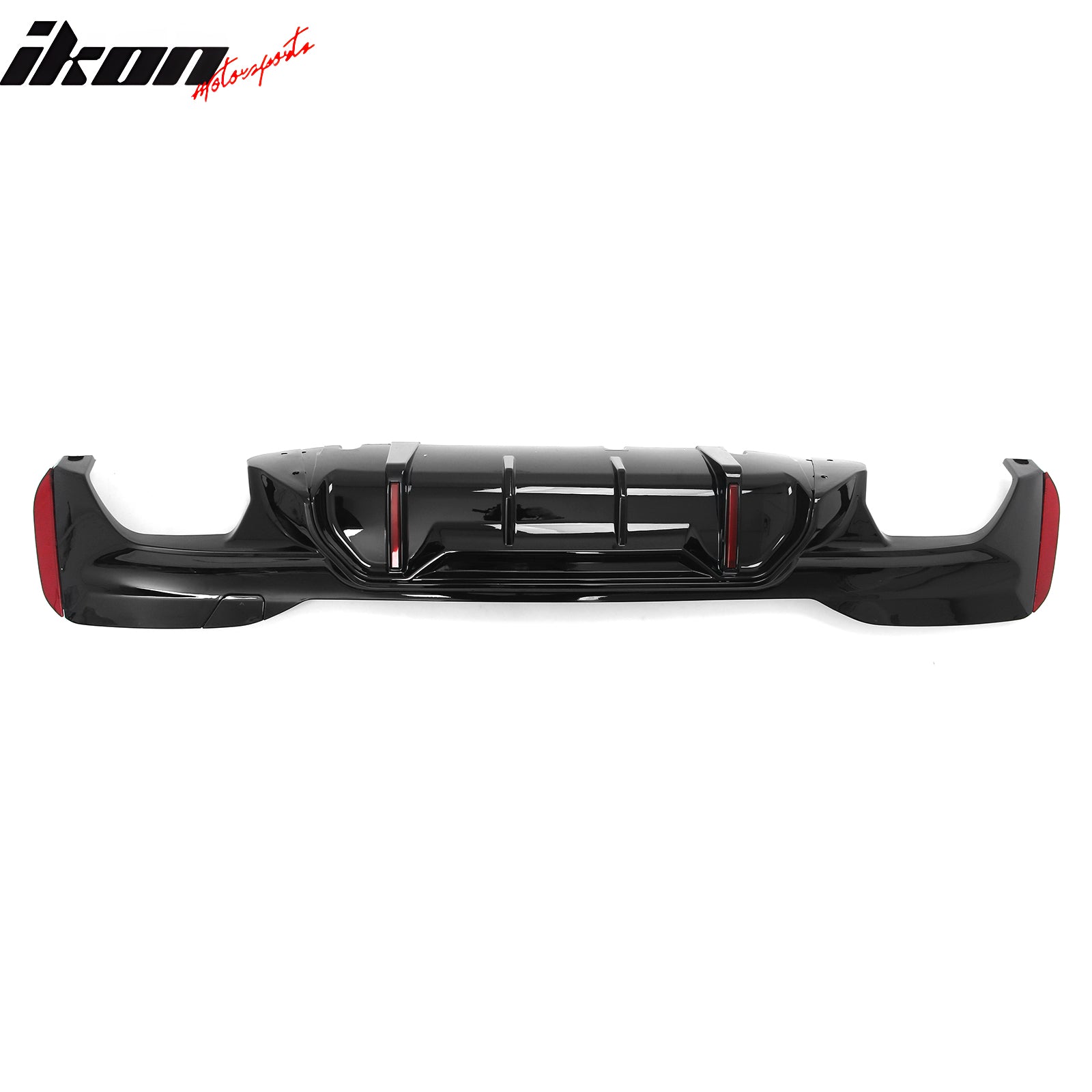Fits 17-23 BMW 5 Series G30 M Sport Gloss Black IKON Style Rear Diffuser w/ LED