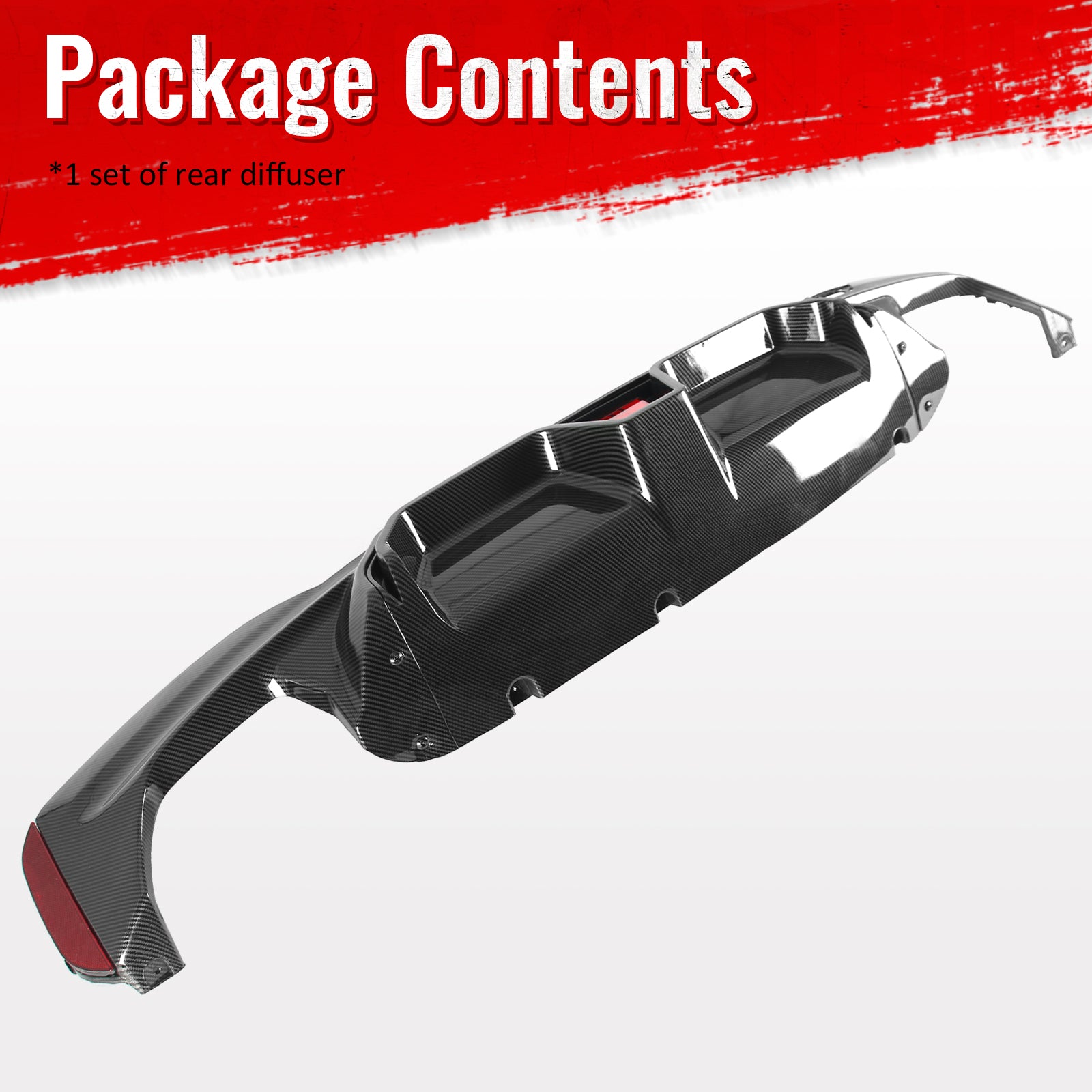 For 17-23 BMW G30 G31 G38 5 Series Carbon Fiber Print M5 CS Rear Diffuser w/ LED