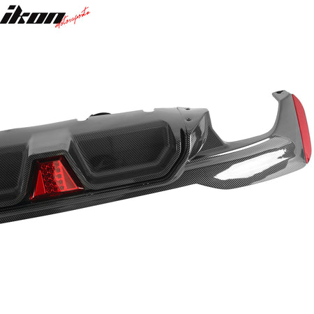 For 17-23 BMW G30 G31 G38 5 Series Carbon Fiber Print M5 CS Rear Diffuser w/ LED
