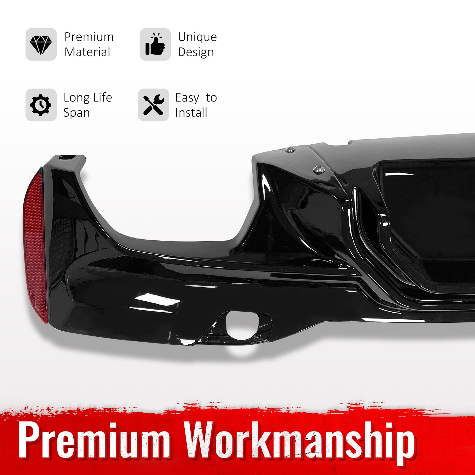 For 17-23 BMW G30 G31 G38 5 Series Gloss Black M5 CS Style Rear Diffuser w/ LED