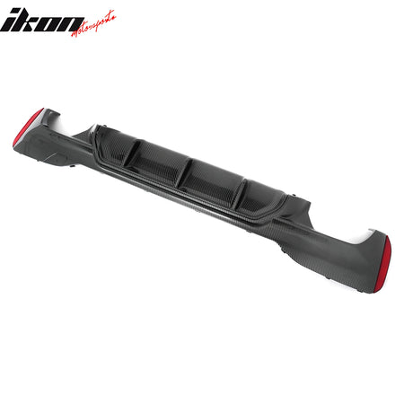 Fits 17-20 BMW G30 Competition Style Rear Diffuser CF Print + Silver Exhaust Tip