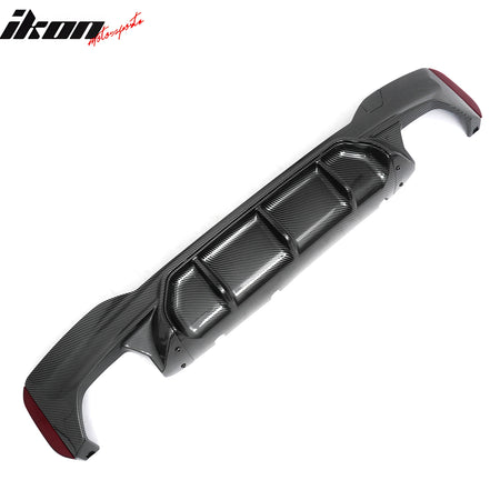 Fits 17-20 BMW G30 Competition Style Rear Diffuser CF Print + Silver Exhaust Tip