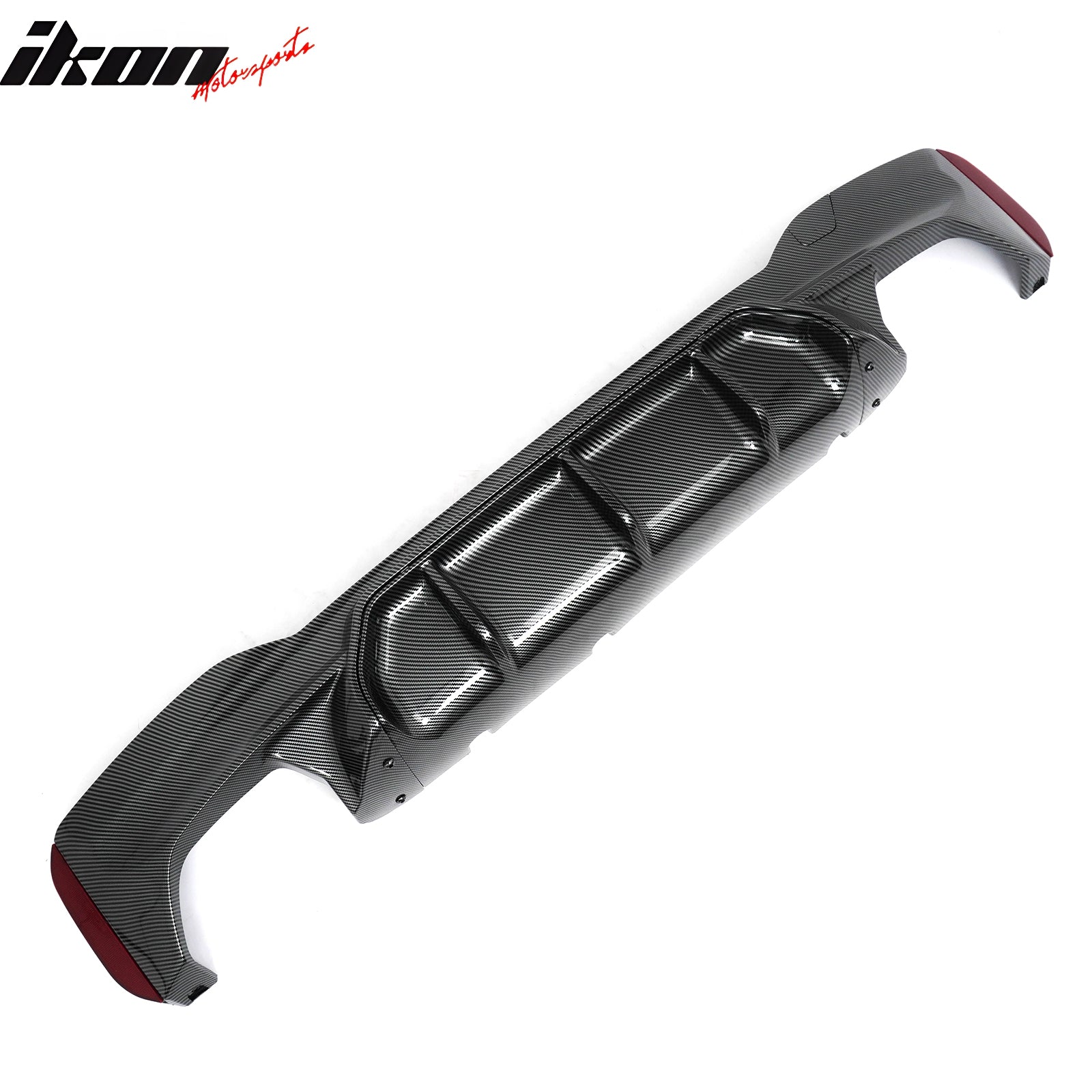 Fits 17-20 BMW G30 Competition Style Rear Diffuser CF Print + Silver Exhaust Tip
