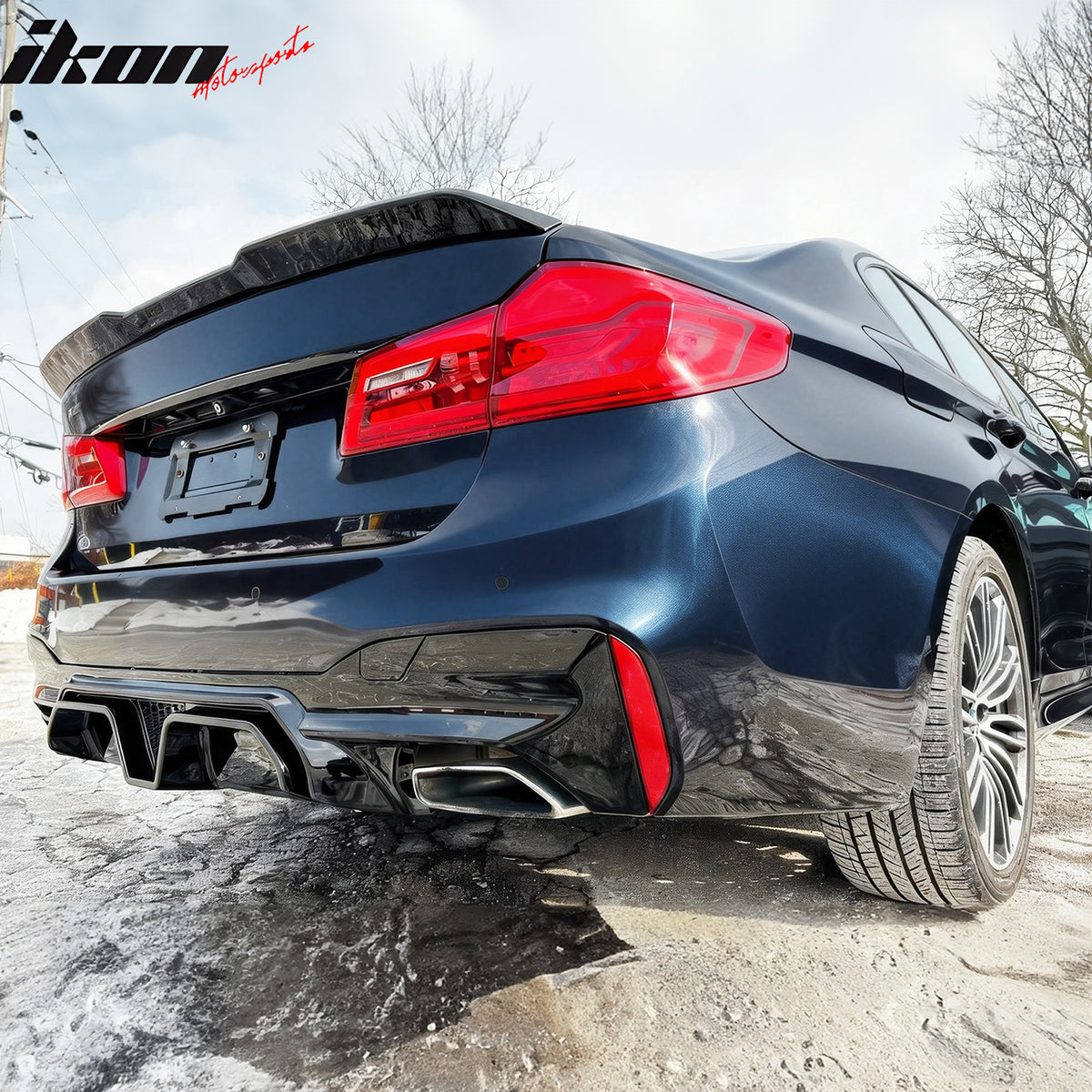 Fits 17-23 BMW G30 5 Series M Sport F90 M5 CS Style Rear Diffuser Gloss Black PP