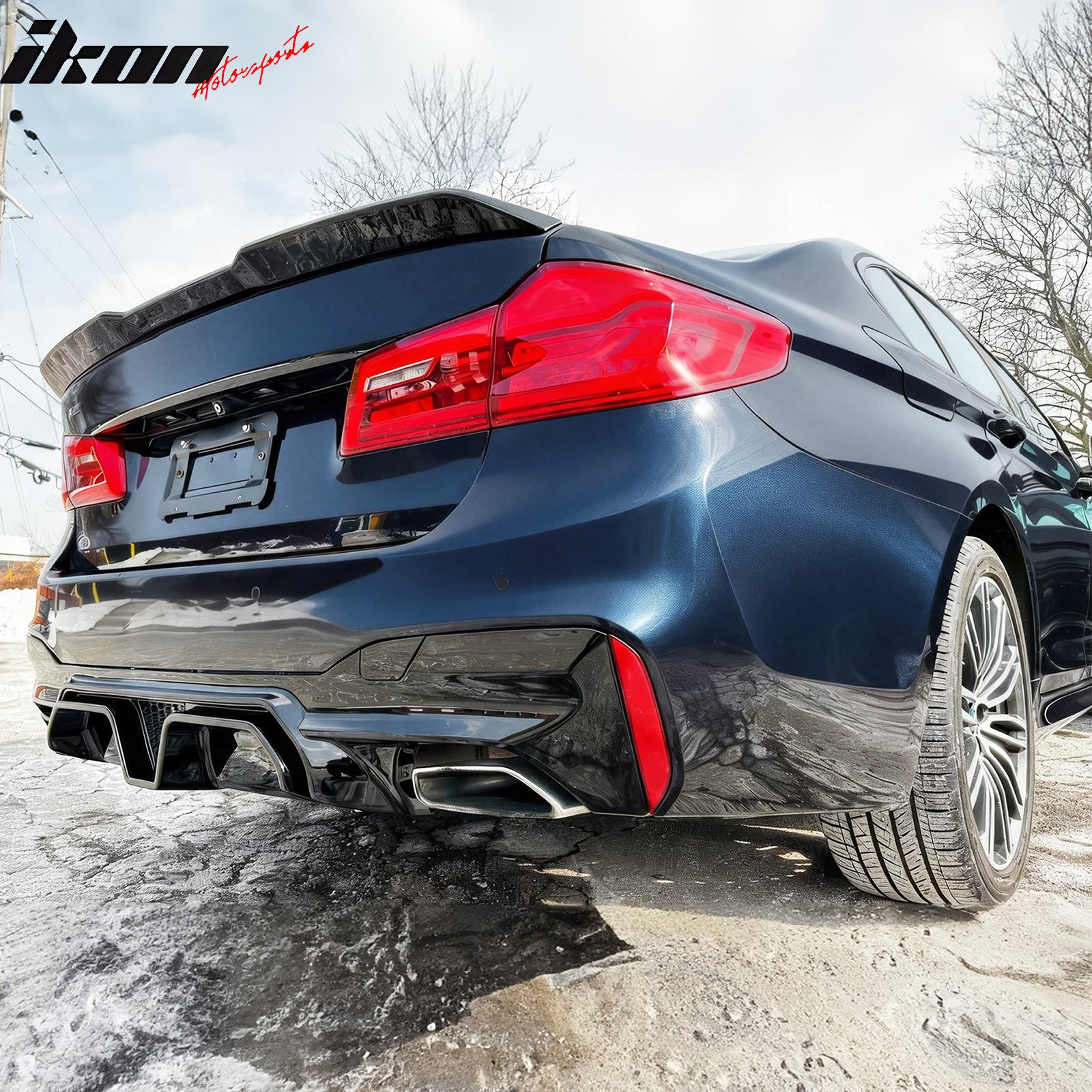 Fits 17-23 BMW G30 5 Series M Sport F90 M5 CS Style Rear Diffuser Gloss Black PP