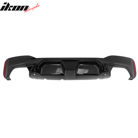 Fits 21-23 BMW G30 Gloss Black Rear Diffuser M5 CS Style + Black Quad Exhaust