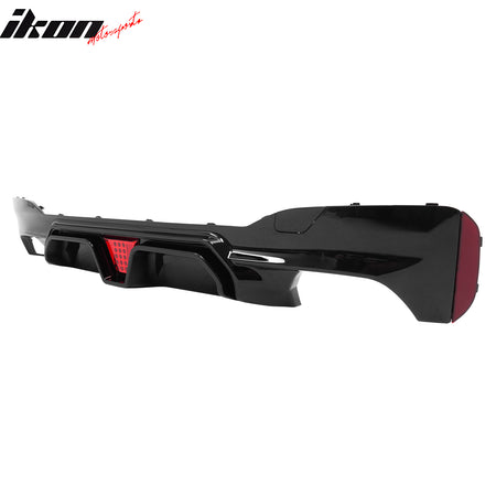 Fits 21-23 BMW G30 5 Series CS Style Rear Diffuser w/ LED + Silver Quad Exhaust