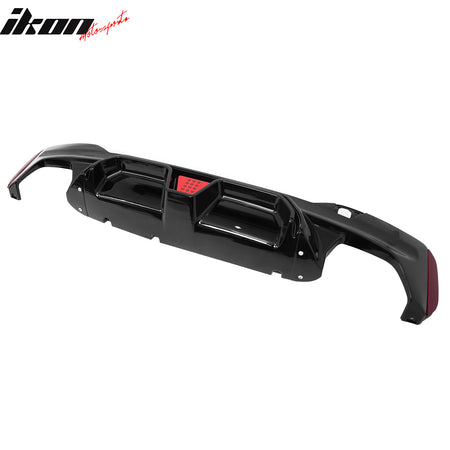 Fits 17-20 BMW G30 5 Series CS Style Rear Diffuser w/ LED + Black Quad Exhaust