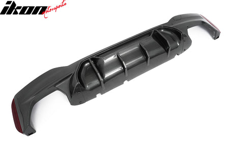 Fits 17-20 BMW G30 Carbon Fiber Print Rear Diffuser MP Style+ Black Quad Exhaust