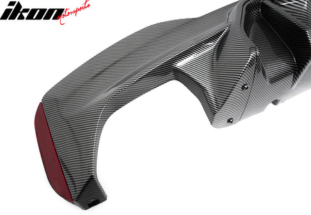 For 21-23 BMW G30 Carbon Fiber Print Rear Diffuser MP Style+ Silver Quad Exhaust