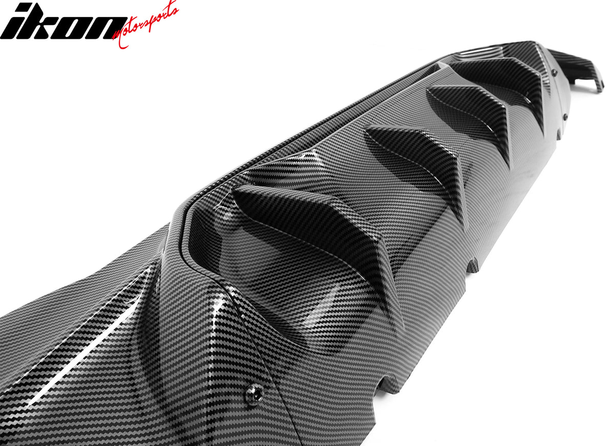 Fits 17-20 BMW G30 Carbon Fiber Print Rear Diffuser MP Style+ Black Quad Exhaust