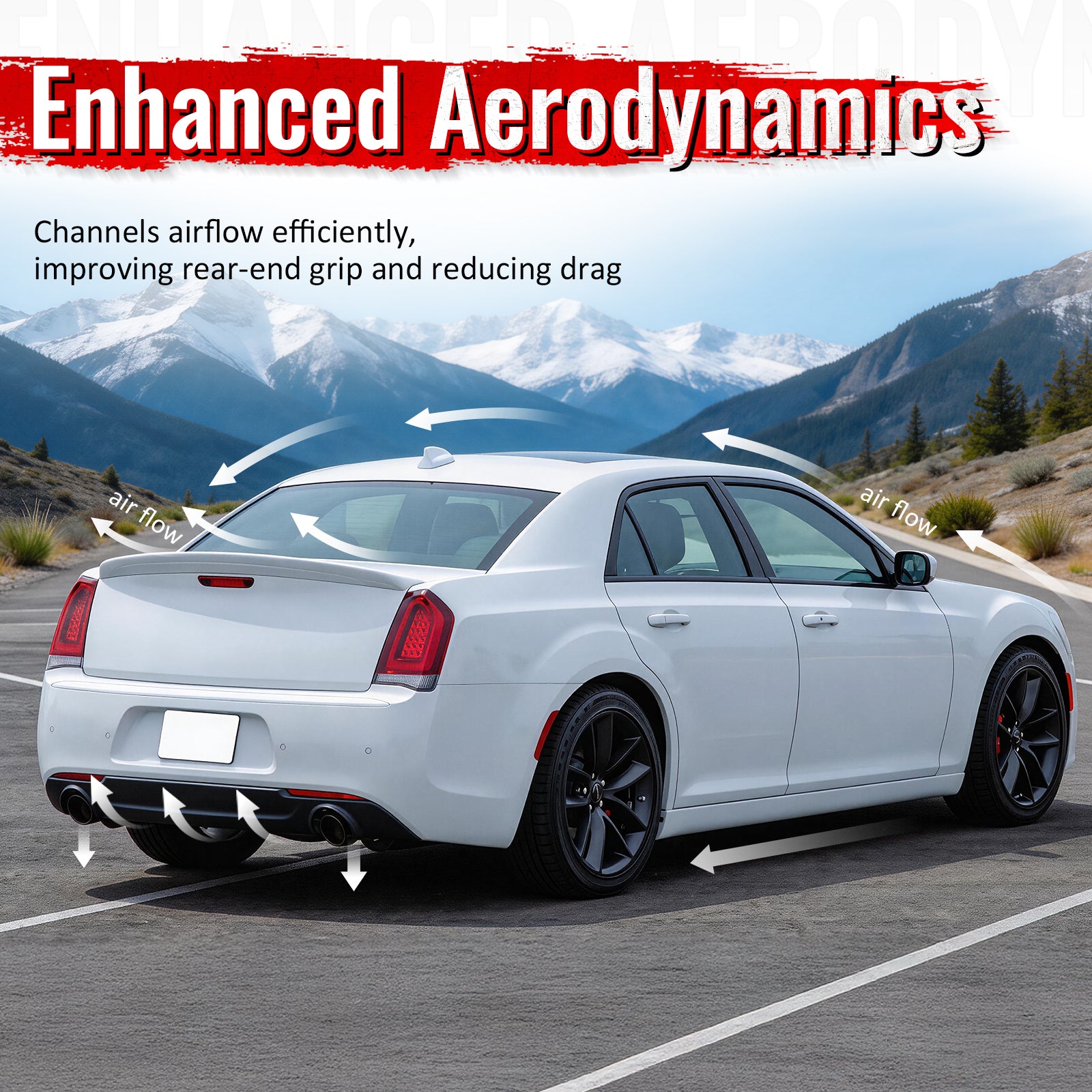 Fits 15-23 Chrysler 300 C Style Rear Bumper Lip Diffuser PP Carbon Fiber Print