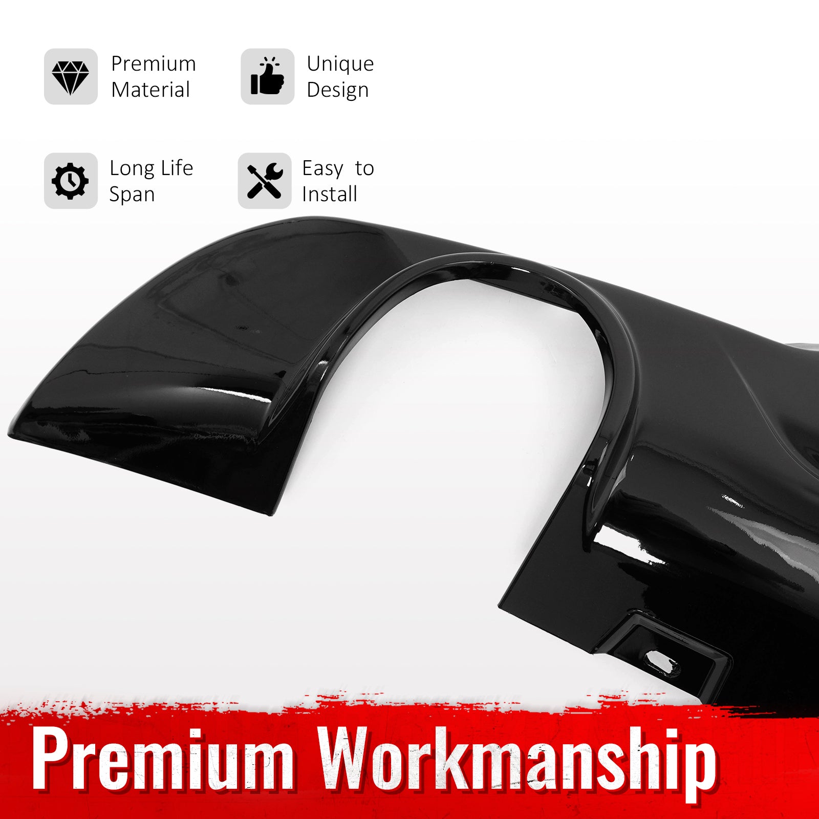 Fits 15-23 Chrysler 300 Base SRT C Style Rear Bumper Lip Diffuser PP Gloss Black