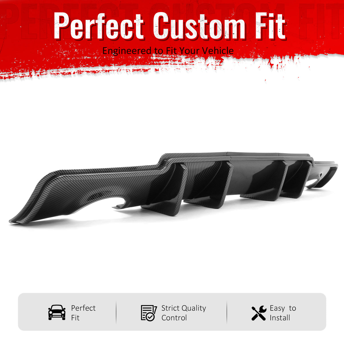 Fit 2011-2014 Chrysler 300 Carbon Fiber Print PP Rear Diffuser Bumper Lip