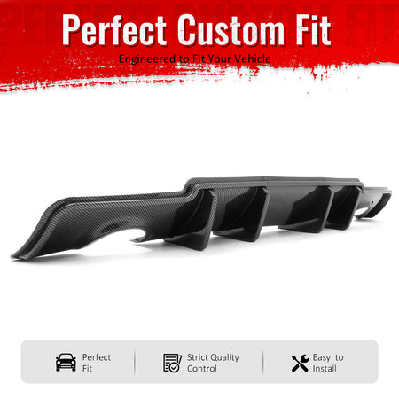 Fit 2011-2014 Chrysler 300 Carbon Fiber Print PP Rear Diffuser Bumper Lip