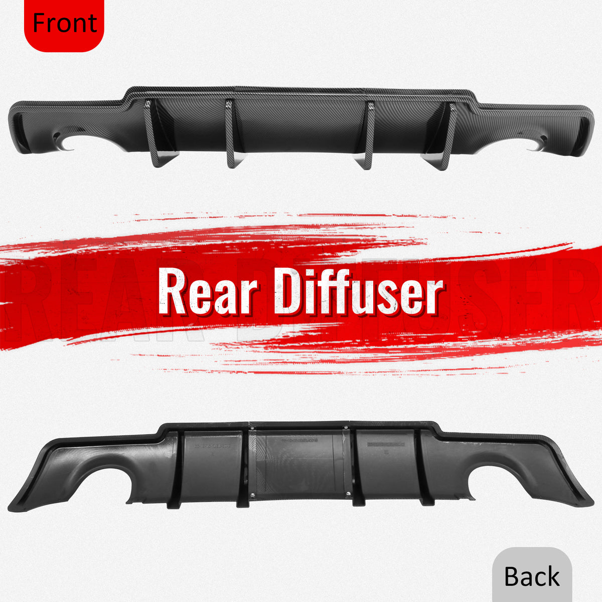 Fits 11-14 Chrysler 300 Rear Bumper Lip Diffuser PP Carbon Fiber Print 3PCS